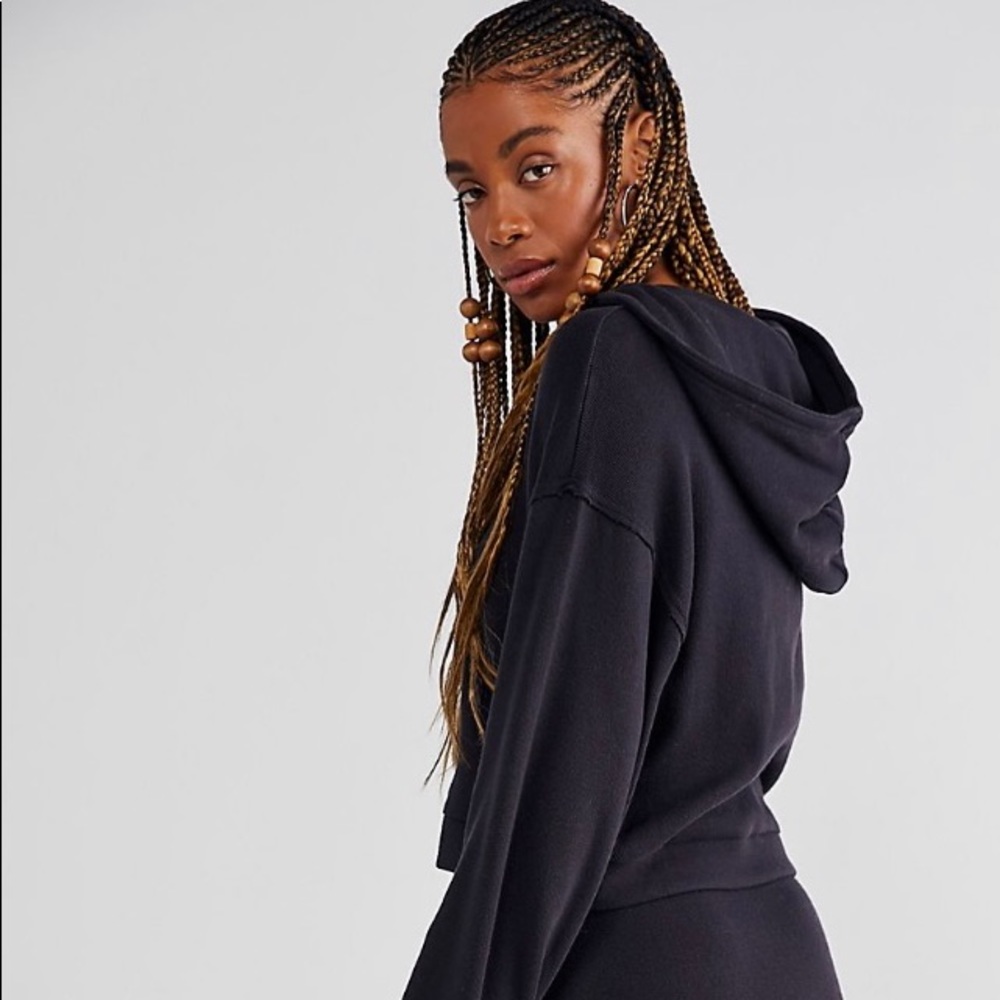 Free People Black Hoodie Sweatshirt Size Large New With Tags